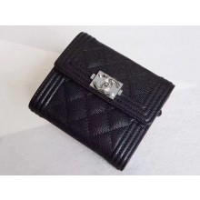 Replica Chanel Matelasse Bi-Fold Wallet Black Cannage Patterns A48980 Silver JK1450Yn66