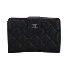 Replica Chanel Matelasse Bi-Fold Wallet Cannage Pattern A2621 Black JK1482Sf59