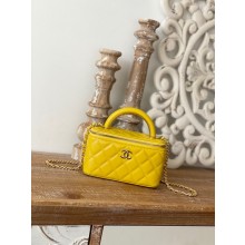 Replica Chanel mini Shoulder Bag Lambskin & Gold-Tone Metal 81208 yellow JK2321Ye83