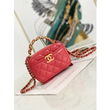 Replica Chanel mini Shoulder Bag Lambskin & Gold-Tone Metal AS2178 red JK2319YP94