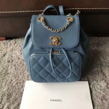 Replica Chanel Original Calfskin Leather Backpack CHA2589 Blue JK5636Yn66