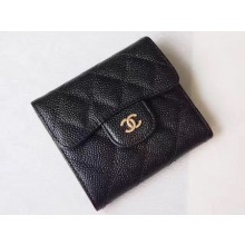 Replica Chanel Tri-Fold Wallet Cannage Pattern Leather A48981 Black JK1444BJ25