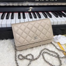 Replica Chanel WOC Original Caviar Leather Flap cross-body bag CF33814 gold Silver chain JK5169Xe44