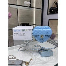 Replica Cheap Chanel 2022S Love Heart mini Lambskin Crossbody Chain Bag AO2784 blue JK2489Mq48