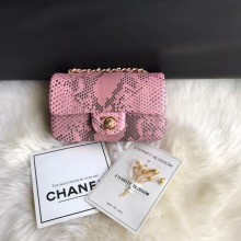 Replica Cheap Chanel Mini Flap Bag Python & Gold-Tone Metal A69900 pink JK4973QC68