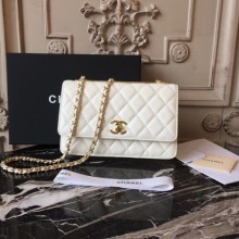 Replica Designer Chanel WOC Original Sheepskin Leather Shoulder Bag D33814 Offwhite JK5258Bb80