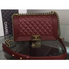 Replica Fashion Chanel Boy Flap Shoulder Bag Burgundy Original Calfskin Leather A8708 Bronze JK259HM85