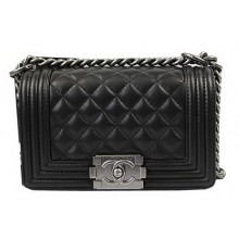 Replica Fashion Chanel Boy Flap Shoulder Bags Black Original Lambskin Leather A67085 Silver JK989HM85