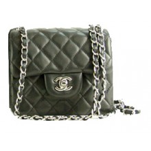 Replica High Quality Chanel mini Classic Flap Bag Black Leather 1115 Silver Chain JK1097Jh90