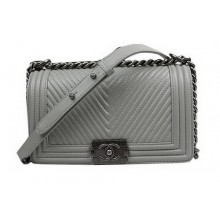 Replica Top Boy Chanel Flap Shoulder Bag Herringbone Stitching A92493 Grey JK985Vx24