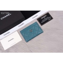 Replica Top Chanel classic card holder Grained Calfskin & Gold-Tone Metal A31510 sky blue JK1350Vx24