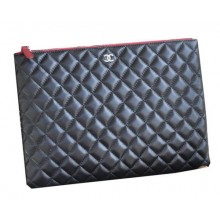 Replica Top Chanel Clutch Bag Black Sheepskin Leather A82044 Silver JK881ll80