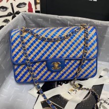 Replica Top Chanel Flap Shoulder Bag Weave AS2419 blue JK3346Vx24