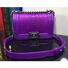 Top Boy Chanel Flap Shoulder Bag Snake Leather A67085 Purple JK427eo14