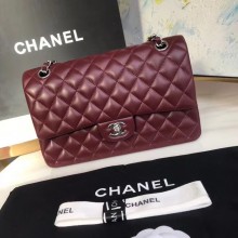 Top chanel classic handbag Lambskin & silver Metal A01112 Burgundy JK3518eo14