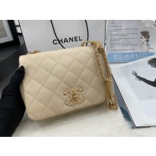 Top Chanel Flap Lambskin Shoulder Bag AS2975 cream JK2788eo14