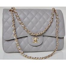 Top Chanel Jumbo Quilted Classic Flap Bag Grey Cannage Patterns A58600 Gold JK702yq38