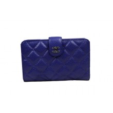 Top Chanel Matelasse Bi-Fold Wallet Original Cannage Pattern Leater CHA48667 Blue JK1522eo14