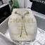 AAAAA Imitation CHANEL Tweed Calfskin drawstring bag & Gold-Tone Metal 60588 white JK4203oT91