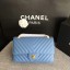 AAAAA Knockoff Chanel Flap Shoulder Bags Skyblue Original Calfskin Leather CF1112 Gold JK5757Pg26