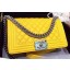 Best Replica Chanel Boy Flap Shoulder Bags Deer Skin Leather A67086 Yellow JK509zU69