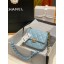 Best Replica Chanel mini Shoulder Bag Lambskin&Gold-Tone Metal AS3205 sky blue JK2505zU69