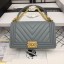 Boy Chanel Flap Bag Original Chevron Leather Gray A67086V Frosted Golden Buckle JK3698kC27