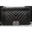 Boy Chanel Flap Bag Original Chevron Sheepskin A67025 Black JK466lU52