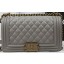 Boy Chanel Flap Bag Original Grey Cannage Pattern A67025 Gold JK815MO84