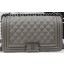 Boy Chanel Flap Bag Original Grey Cannage Pattern A67025 Silver JK814pk20