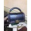 BOY CHANEL Flap Bag with Handle Python & Ruthenium-Finish Metal A94804 blue JK4984jf20