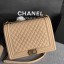 Boy Chanel Flap Shoulder Bag Apricot Original Cannage Pattern A67087 Gold JK5442lk46