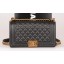 Boy Chanel Flap Shoulder Bag Black Original Cannage Pattern A67086 Gold JK452HW50