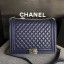 Boy Chanel Flap Shoulder Bag Blue Original Sheepskin Leather A67087 Silver JK5431VI95