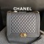 Boy Chanel Flap Shoulder Bag Grey Original Sheepskin Leather A67087 Gold JK5436cf57