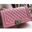 Boy Chanel Flap Shoulder Bag Pink Cannage Pattern A67086 Silver JK643gN72