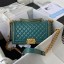 BOY CHANEL HANDBAG Gold-Tone Metal A67086 green JK2828ea89