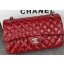 Chanel 2.55 Series Double Flap Bag Red Original Patent Leather CF7024 Silver JK279Nw52