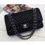 Chanel 2.55 Series Flap Bag Black Cannage Pattern Chevron Leather A1112V Silver JK61dV68