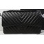 Chanel 2.55 Series Flap Bag Sheepskin Leather Chevron Quilting A1112 Black JK764vX95