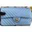 Chanel 2.55 Series Flap Bag SkyBlue Lambskin Chevron Leather A5023 Gold JK586nB26