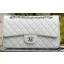 Chanel 2.55 Series Flap Bag White Sheepskin Leather A37586 Silver JK723Dq89