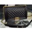 Chanel Boy Flap Shoulder Bag Black Original Calfskin Leather A8708 Bronze JK267Va47