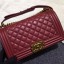 Chanel Boy Flap Shoulder Bag Burgundy Original Sheepskin Leather A67086 Bronze JK273yj81