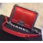 Chanel Boy Flap Shoulder Bag Python Leather A66094 Red JK622De45