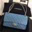 Chanel Calfskin & Gold-Tone Metal A01112 blue JK4633FT35