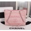 Chanel Canvas Shopping Bag Calfskin & Silver-Tone Metal A23556 pink JK5052yx89