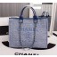 Chanel Canvas Tote Shopping Bag 8099 blue JK5049EC68