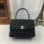 Chanel Caviar Leather Black Top Handle Bag 92991 Glod JK5811MB38