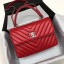 Chanel CC original lambskin top handle flap bag V92236 red&silver-Tone Metal JK4675qB82